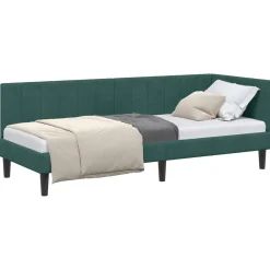 vidaXL Hoekbedframe Donkergroen 80 x 200 cm Fluweel