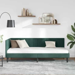 vidaXL Hoekbedframe Donkergroen 80 x 200 cm Fluweel