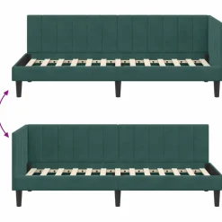 vidaXL Hoekbedframe Donkergroen 80 x 200 cm Fluweel