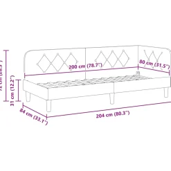 vidaXL Hoekbedframe Geel 80 x 200 cm Fluweel