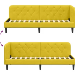 vidaXL Hoekbedframe Geel 80 x 200 cm Fluweel