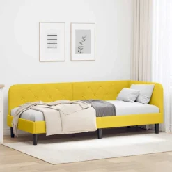vidaXL Hoekbedframe Geel 80 x 200 cm Fluweel
