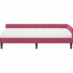 vidaXL Hoekbedframe met Matras 2 st Wijnrood 90 x 190 cm Fluweel