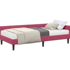 vidaXL Hoekbedframe met Matras 2 st Wijnrood 90 x 190 cm Fluweel