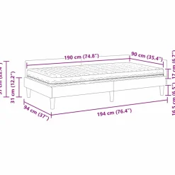 vidaXL Hoekbedframe met Matras 2 st Wijnrood 90 x 190 cm Fluweel