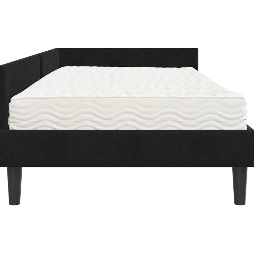 vidaXL Hoekbedframe met Matras 2 st Zwart 80 x 200 cm Fluweel