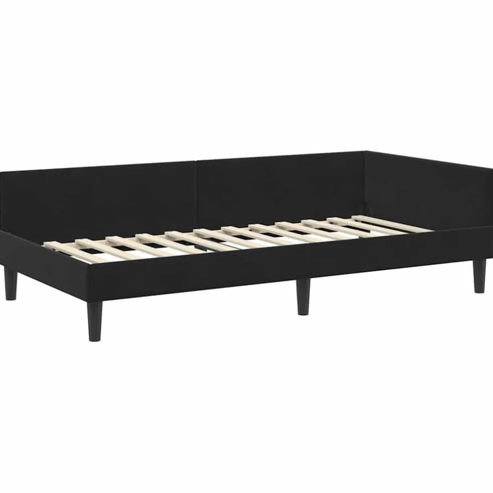 vidaXL Hoekbedframe met Matras 2 st Zwart 80 x 200 cm Fluweel