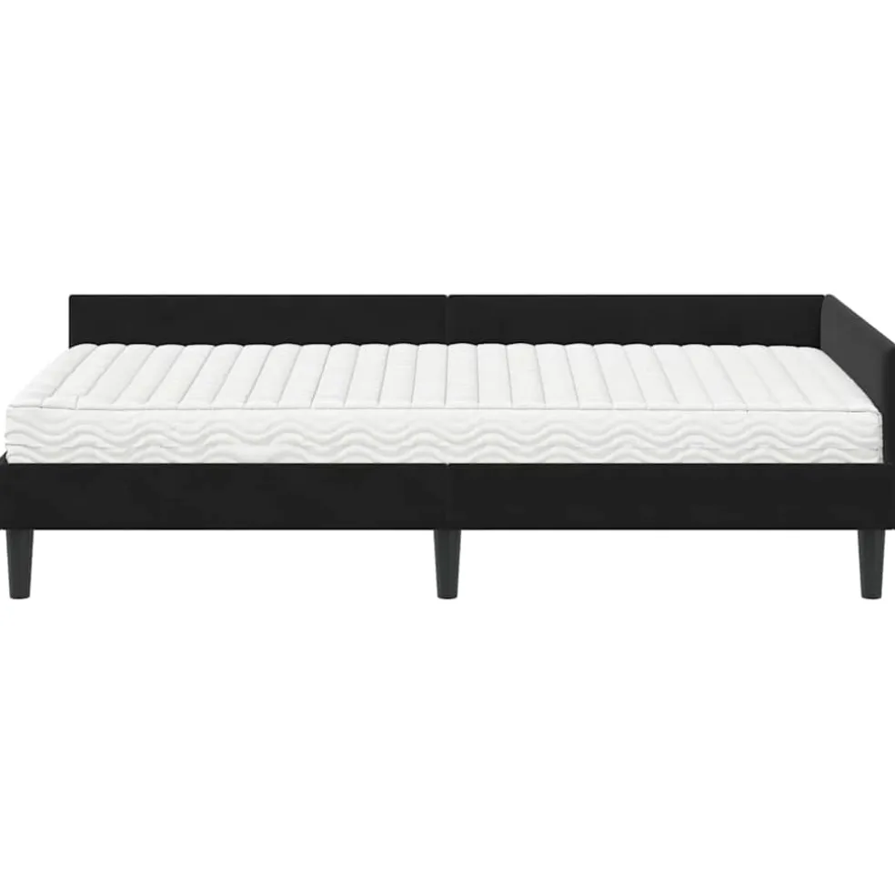 vidaXL Hoekbedframe met Matras 2 st Zwart 80 x 200 cm Fluweel