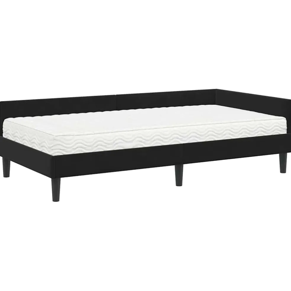 vidaXL Hoekbedframe met Matras 2 st Zwart 80 x 200 cm Fluweel