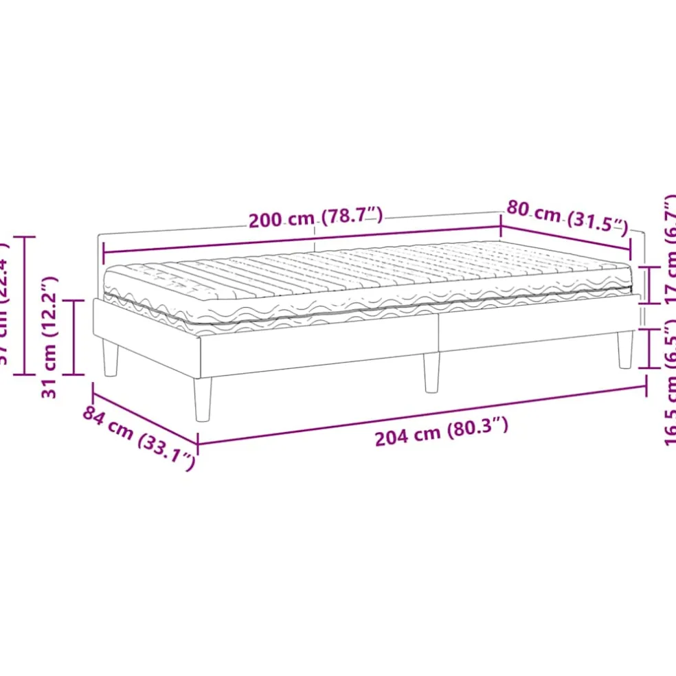 vidaXL Hoekbedframe met Matras 2 st Zwart 80 x 200 cm Fluweel