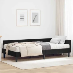 vidaXL Hoekbedframe met Matras 2 st Zwart 80 x 200 cm Fluweel