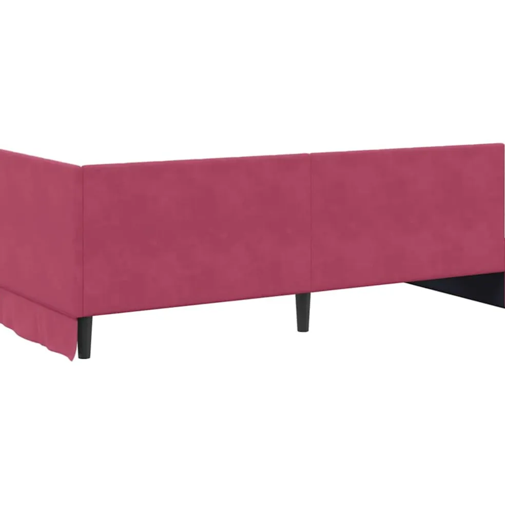 vidaXL Hoekbedframe met Matras 2 st Wijnrood 80 x 200 cm Fluweel