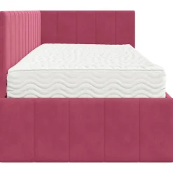 vidaXL Hoekbedframe met Matras 2 st Wijnrood 80 x 200 cm Fluweel