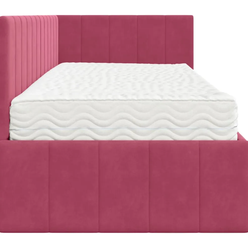 vidaXL Hoekbedframe met Matras 2 st Wijnrood 80 x 200 cm Fluweel