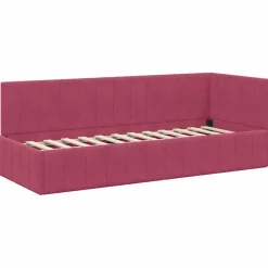 vidaXL Hoekbedframe met Matras 2 st Wijnrood 80 x 200 cm Fluweel