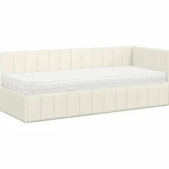 vidaXL Hoekbedframe met Matras 2 st Crème 80 x 200 cm Fluweel
