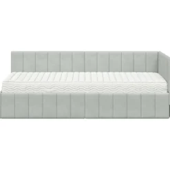 vidaXL Hoekbedframe met Matras 2 st Lichtgrijs 80 x 200 cm Fluweel