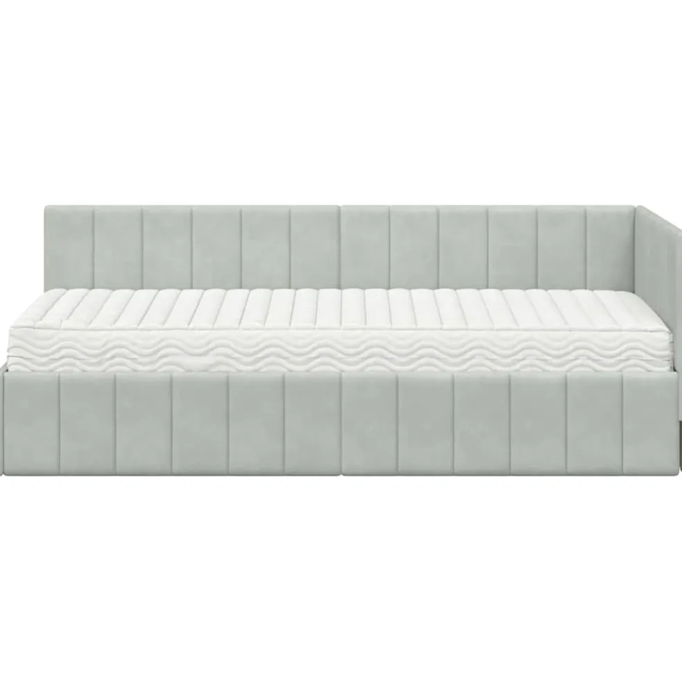 vidaXL Hoekbedframe met Matras 2 st Lichtgrijs 80 x 200 cm Fluweel