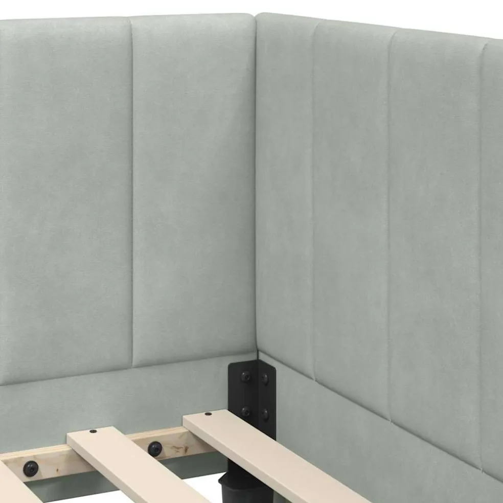 vidaXL Hoekbedframe met Matras 2 st Lichtgrijs 80 x 200 cm Fluweel