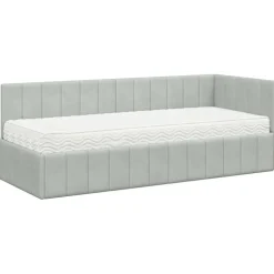 vidaXL Hoekbedframe met Matras 2 st Lichtgrijs 80 x 200 cm Fluweel