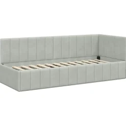 vidaXL Hoekbedframe met Matras 2 st Lichtgrijs 80 x 200 cm Fluweel