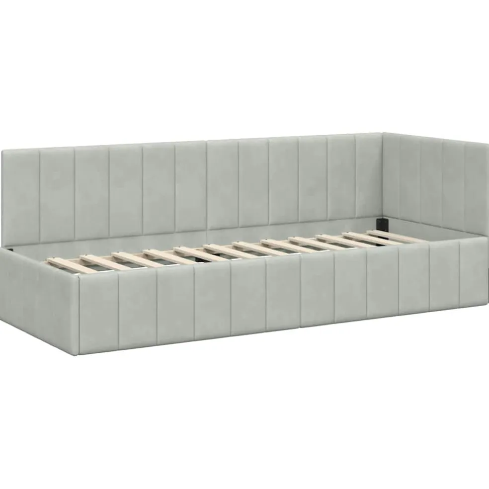 vidaXL Hoekbedframe met Matras 2 st Lichtgrijs 80 x 200 cm Fluweel