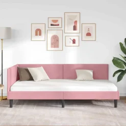 vidaXL Hoekbedframe Roze 80 x 200 cm Fluweel