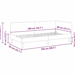 vidaXL Hoekbedframe Taupe 80 x 200 cm Stof