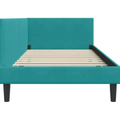 vidaXL Hoekbedframe Turquoise 80 x 200 cm Fluweel
