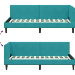 vidaXL Hoekbedframe Turquoise 80 x 200 cm Fluweel