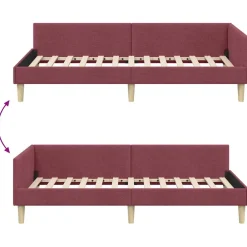 vidaXL Hoekbedframe Wijnrood 80 x 200 cm Stof
