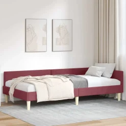 vidaXL Hoekbedframe Wijnrood 80 x 200 cm Stof