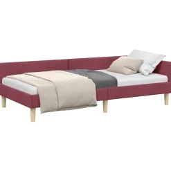 vidaXL Hoekbedframe Wijnrood 80 x 200 cm Stof