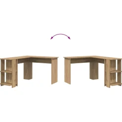 vidaXL Hoekbureau Artisan Eiken Bewerkt hout 140 x 113,5 x 75 cm