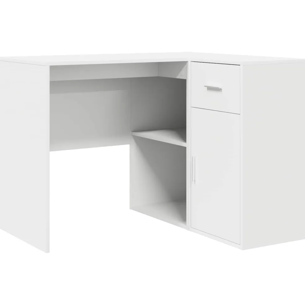 vidaXL Hoekbureau met lade met plank met opslag Wit 102 x 88 x 75 cm