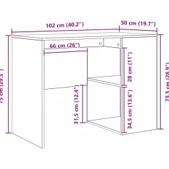 vidaXL Hoekbureau met lade met plank met opslag Wit 102 x 88 x 75 cm