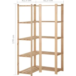 vidaXL Hoekopbergrek 5-laags 82,5x82,5x170 cm massief grenenhout