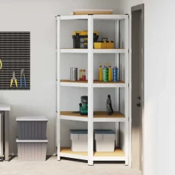 vidaXL Hoekplank met plank Zilver 90 x 90 x 198 cm Bewerkt hout