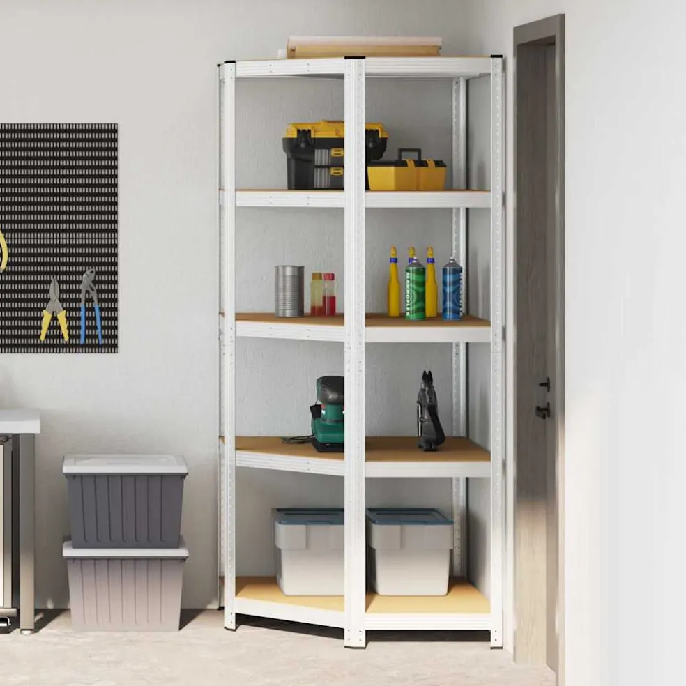 vidaXL Hoekplank met plank Zilver 90 x 90 x 198 cm Bewerkt hout