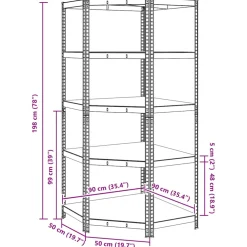 vidaXL Hoekplank met plank Zilver 90 x 90 x 198 cm Bewerkt hout