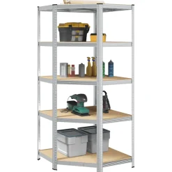 vidaXL Hoekplank met plank Zilver 90 x 90 x 198 cm Bewerkt hout