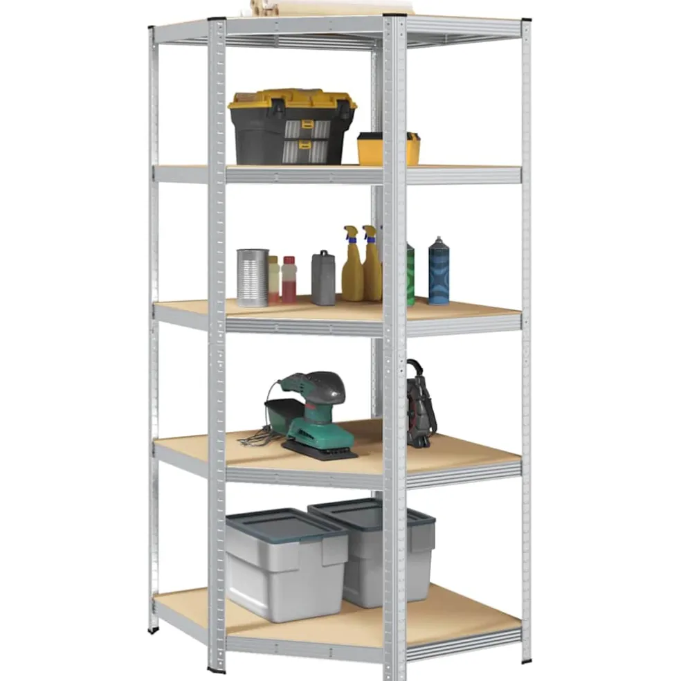 vidaXL Hoekplank met plank Zilver 90 x 90 x 198 cm Bewerkt hout