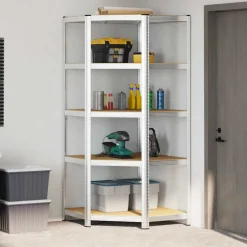 vidaXL Hoekplank met plank Zilver 90 x 90 x 198 cm Bewerkt hout