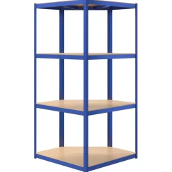 vidaXL Hoekrek 4-laags staal en bewerkt hout blauw