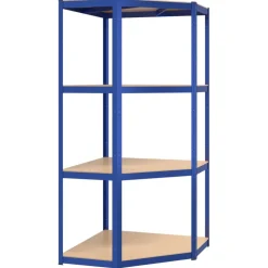 vidaXL Hoekrek 4-laags staal en bewerkt hout blauw