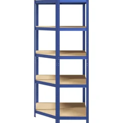 vidaXL Hoekrek 5-laags staal en bewerkt hout blauw