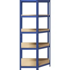 vidaXL Hoekrek 5-laags staal en bewerkt hout blauw