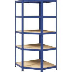 vidaXL Hoekrek 5-laags staal en bewerkt hout blauw