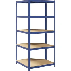 vidaXL Hoekrek 5-laags staal en bewerkt hout blauw