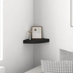vidaXL Hoekschap zwevend 25x25x3,8 cm MDF zwart